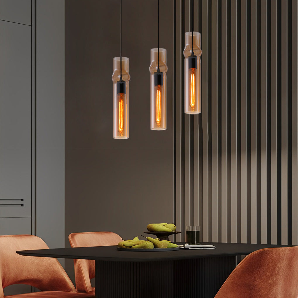 Creative Cylindrical Glass Iron Post-modern Pendant Lights Chandelier
