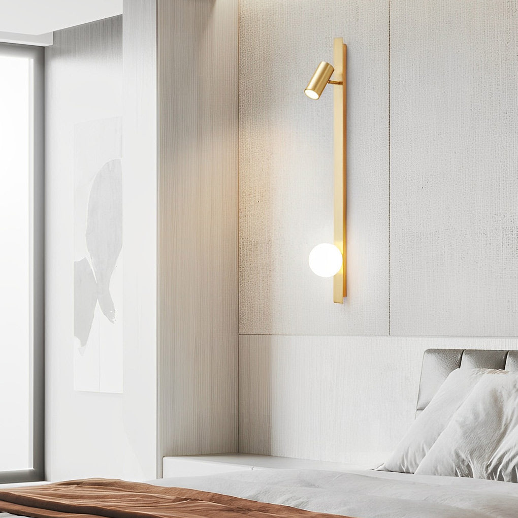 Black/Gold LED Linear Lights Three Step Dimming Wall Lamp with Adjustable Spotlight