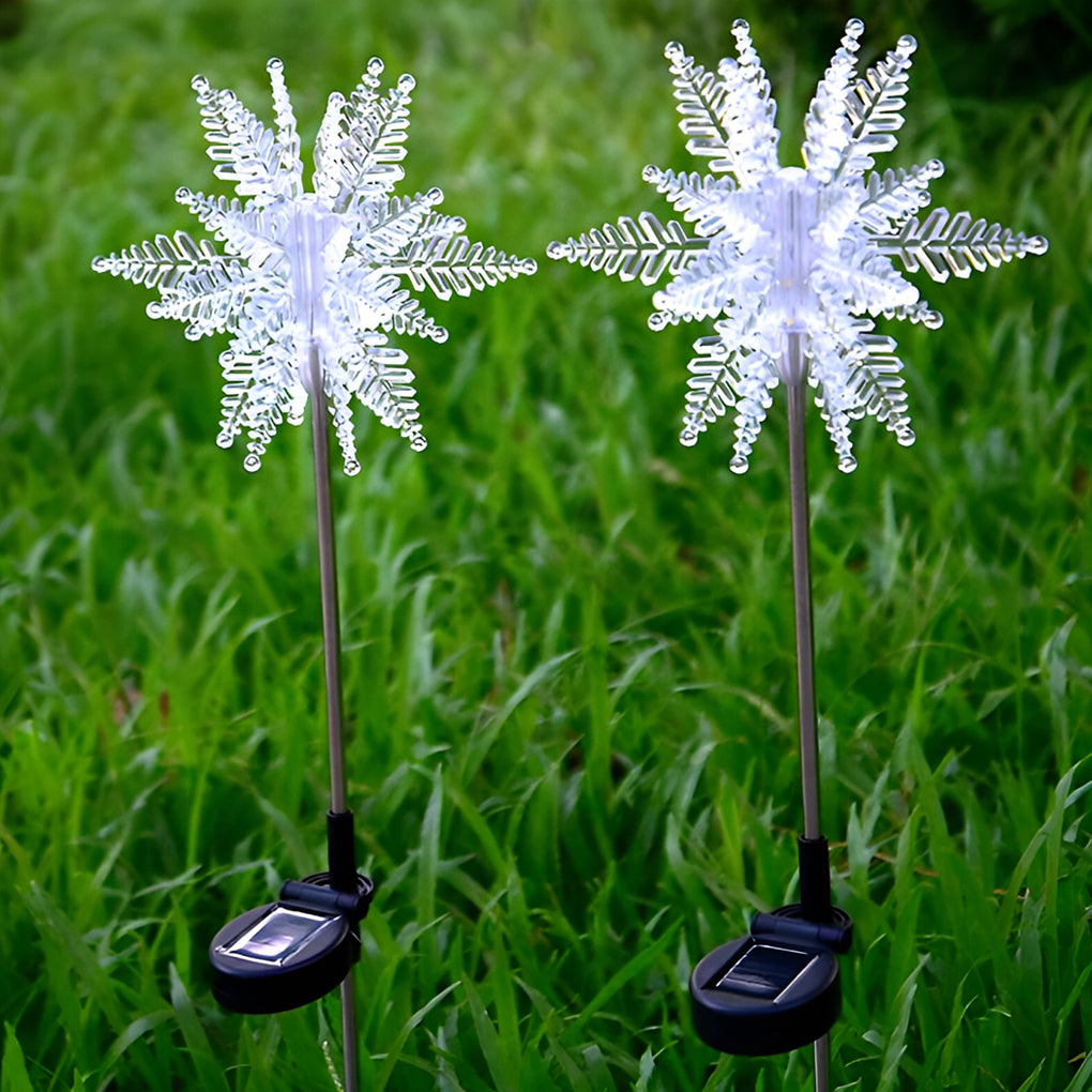 2PCS Creative Snowflakes Decor Waterproof LED Solar Powered Lawn Light