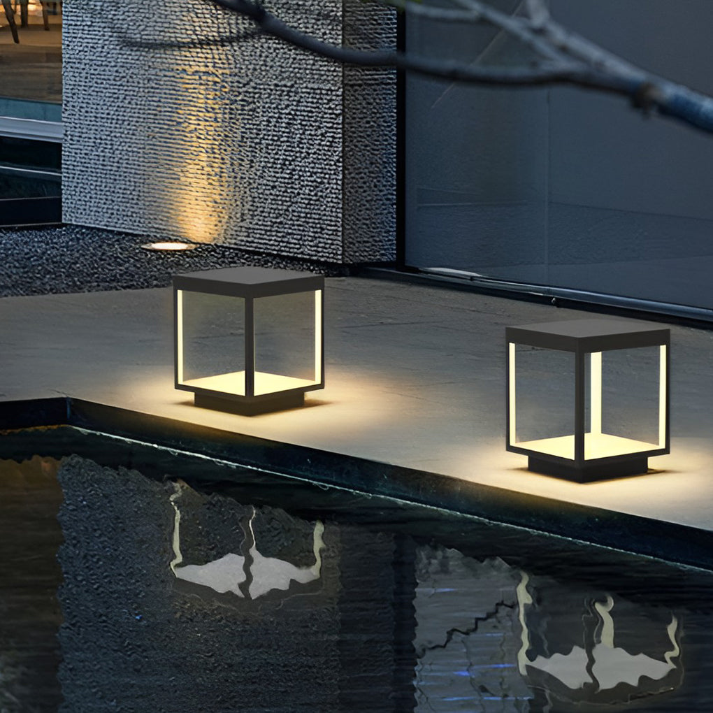 Square Frame Waterproof LED Modern Solar Post Caps Lights Fence Post Lights