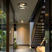 Round Square Waterproof Black Rustic Outdoor Light Ceiling Lighting - Dazuma