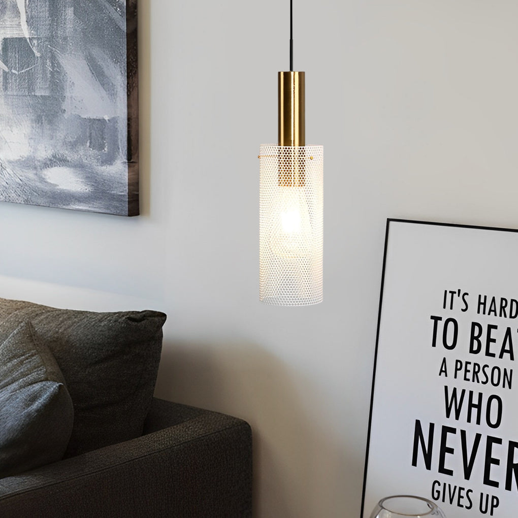 Cylindrical Minimalist Iron Grid Creative Modern Pendant Lighting - Dazuma
