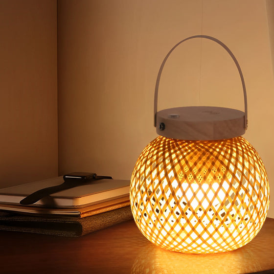 Portable Bamboo Chargeable LED Touch Switch Retro Table Lamp Desk Light - Dazuma