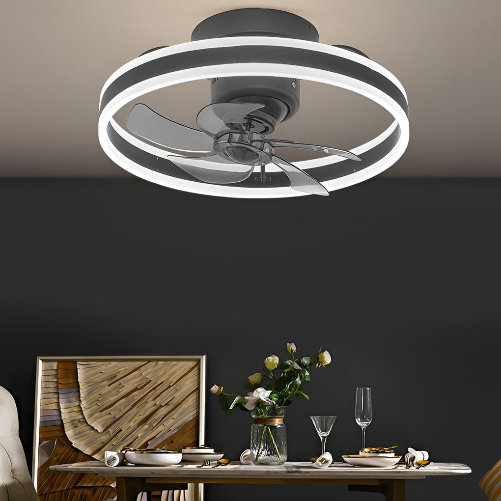 Round Stepless Dimming LED 360° Rotating Modern Ceiling Fan Light - Dazuma