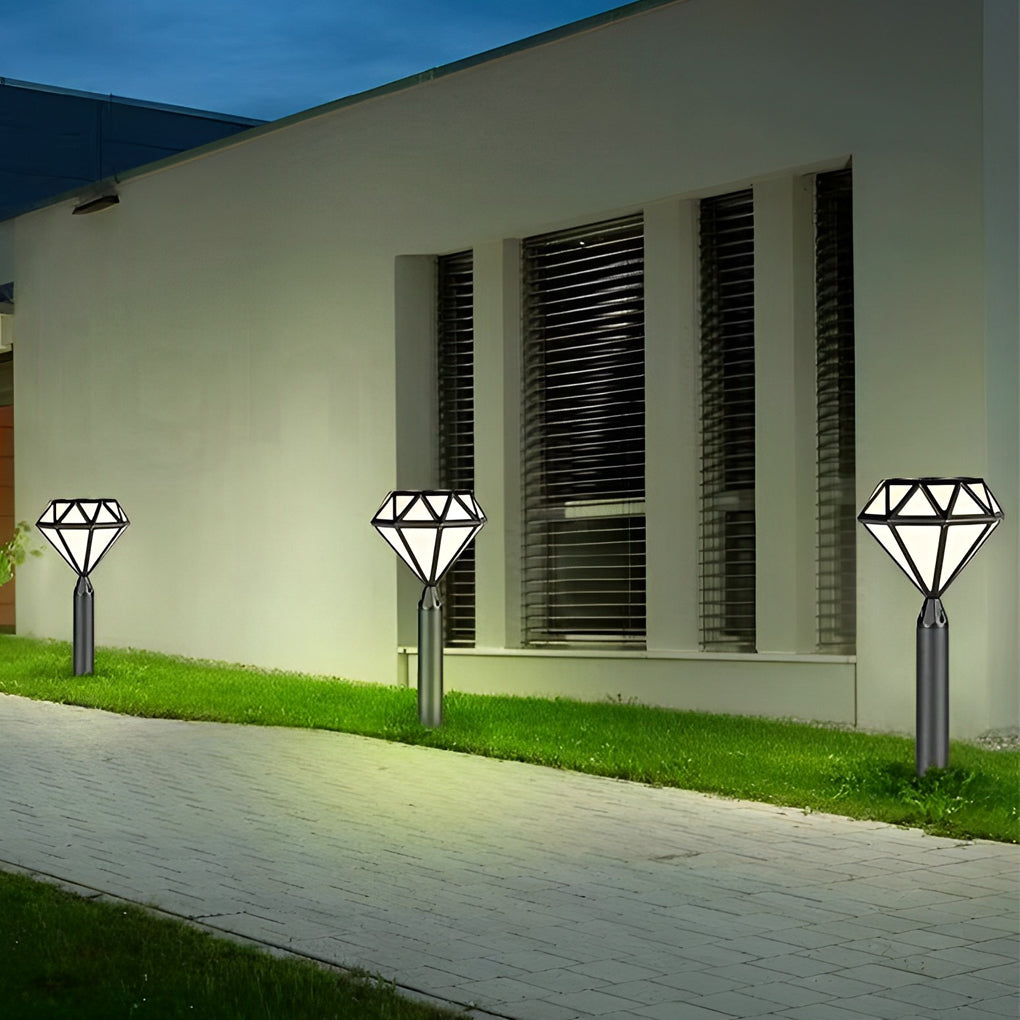 Geometric Waterproof LED Intelligent Stable Black Modern Lawn Lamp