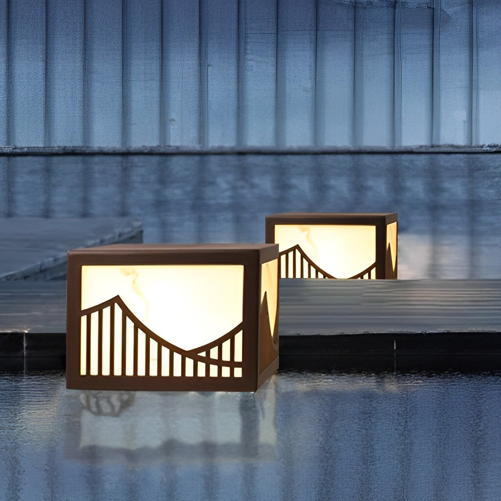Waterproof LED Mountain Scenery Modern Solar Deck Post Lights Lawn Lights