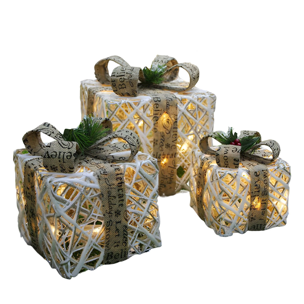 3 Pc Set Creative Christmas Decor Gift Box Scene Layout Decorations
