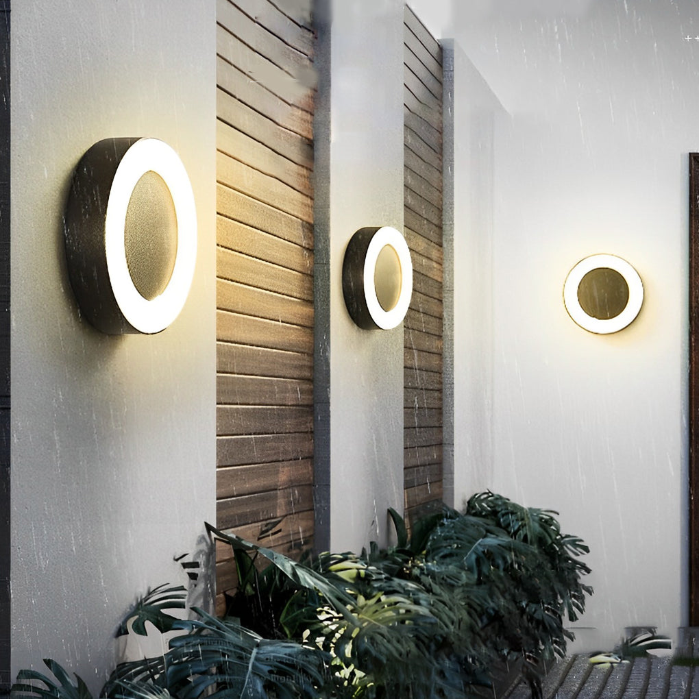 Square Round LED Waterproof Matte Black Modern Wall Lamp Sconce Lighting