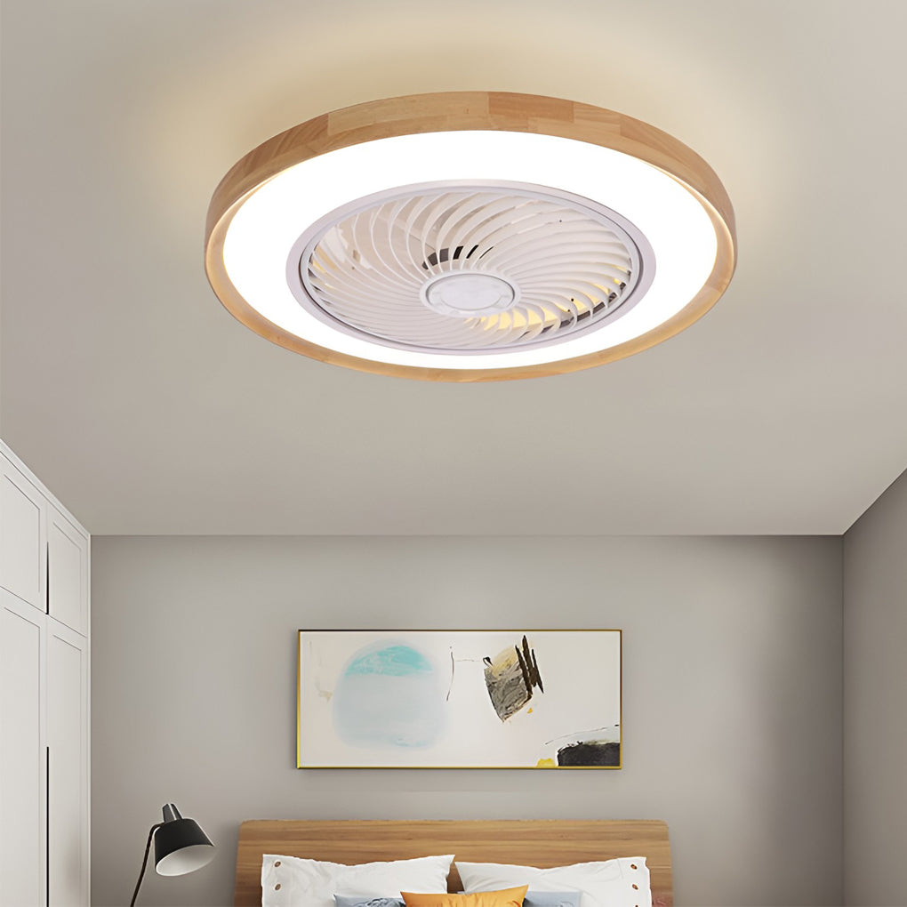 Round Ultra-thin Mute LED Nordic Bladeless Ceiling Fans with Remote Control