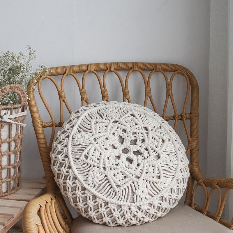 Nordic Style Round Woven Cotton Cushion