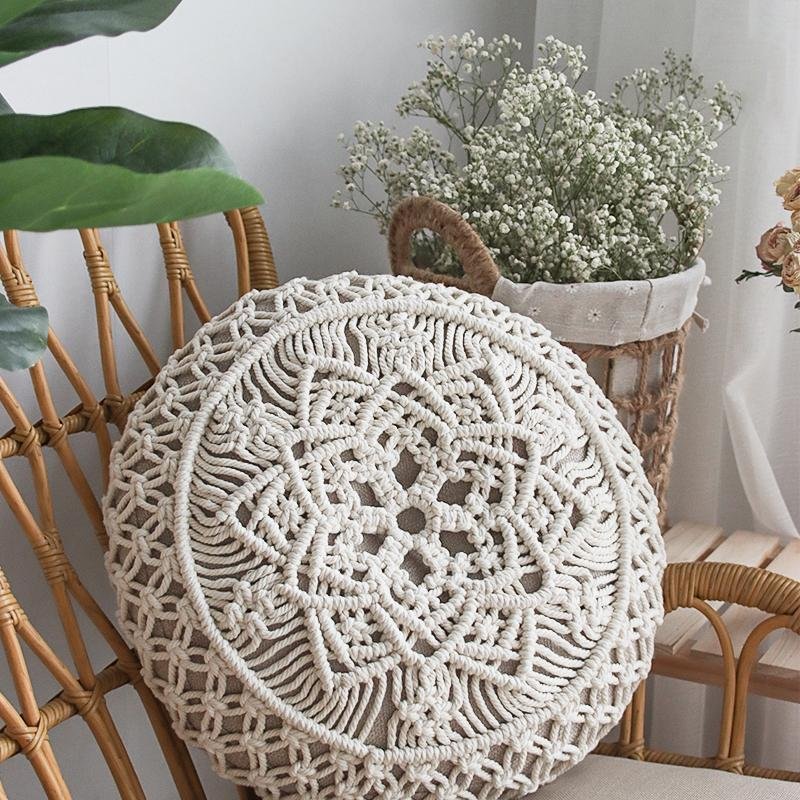 Nordic Style Round Woven Cotton Cushion