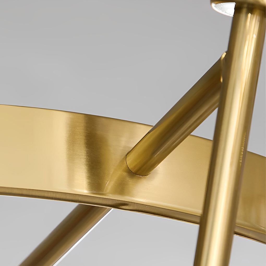 Brass Ring Frame Crystal Chandelier -  Gold Metal, Crystal Accents Ceiling Lighting