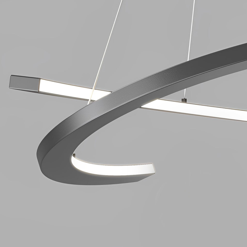 2 Semi-circular Creative LED 3 Step Dimming Black Modern Chandelier