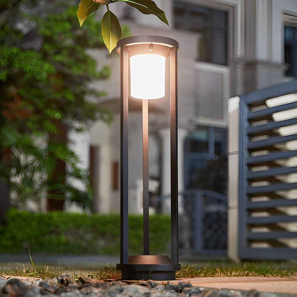 Adjustable Brightness LED Solar Path Lights Outdoor Black Modern Lawn Lamp