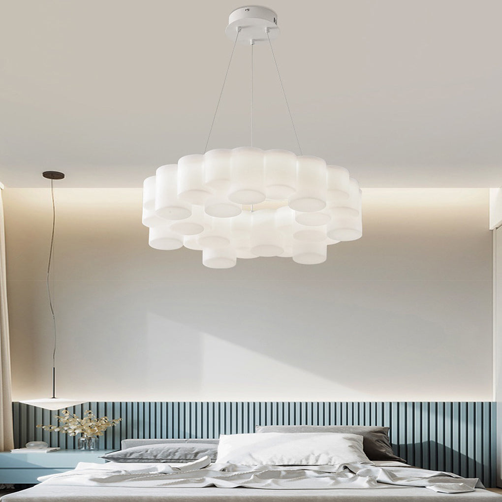 Ring Honeycombs Three Step Dimming LED White Ins Nordic Chandelier Light - Dazuma