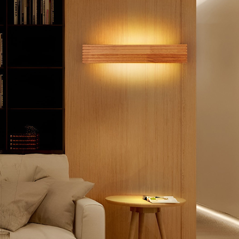 Wood Rectangular Waterproof LED Nordic Wall Sconce Lighting Mirror Light - Dazuma