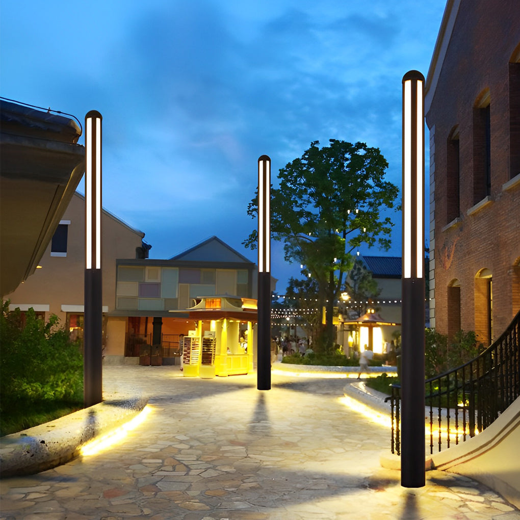 Minimalist Waterproof LED Black Modern Residential Outdoor Bollard Lights Yard Lighting