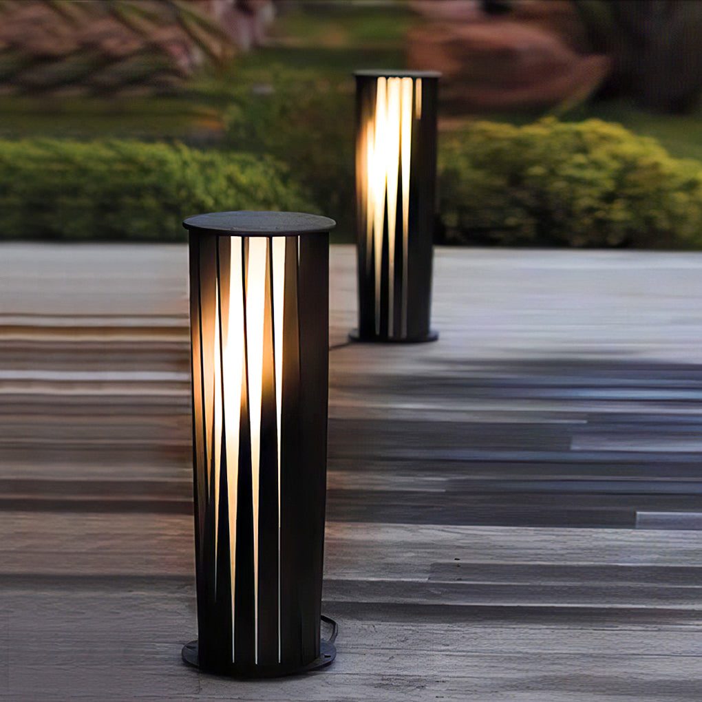 Geometric Black Cage Solar LED Pathway Lights