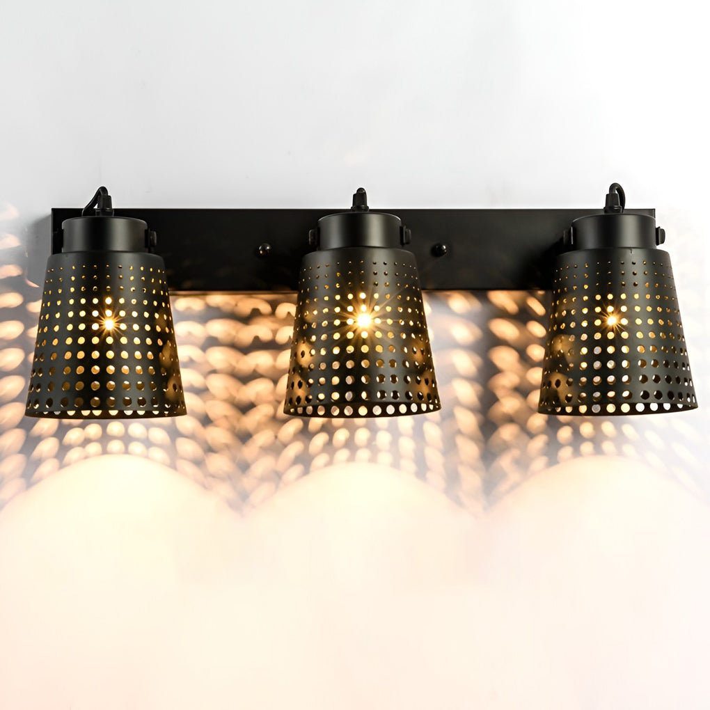 Retro Iron Hollow Adjustable Black Industrial Style Plug in Wall Sconce Lighting