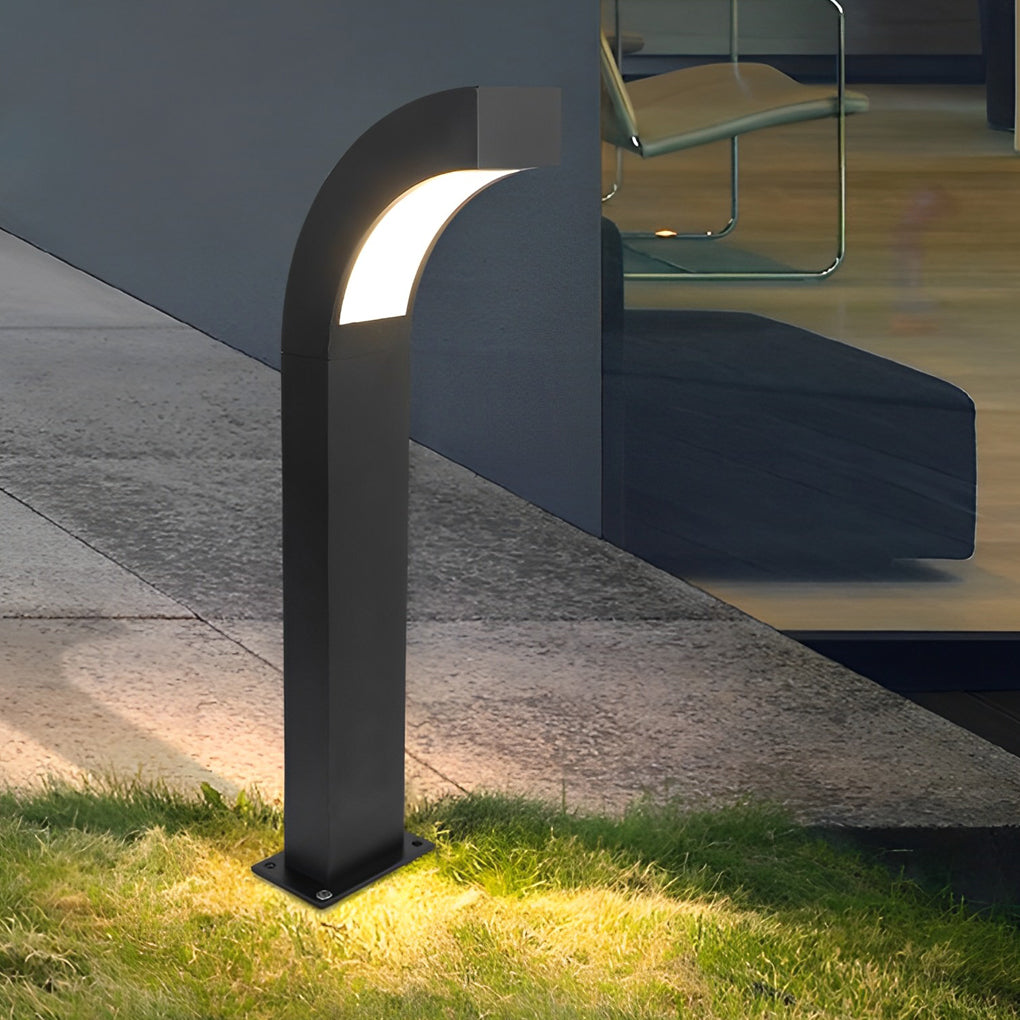 Curved LED Landscape Lighting Minimalist Black Outdoor Path Lighting