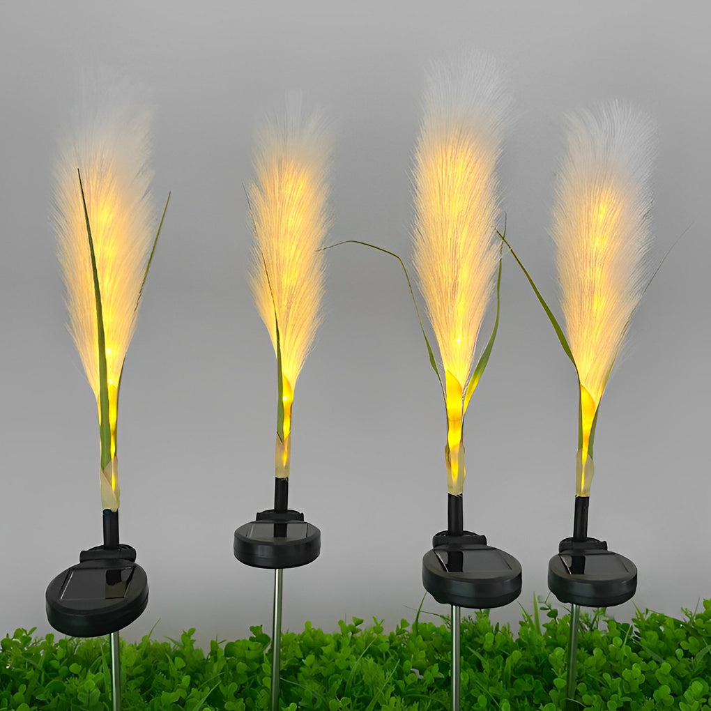 2PCS Creative Hairy Reed Decor LED Intelligent Modern Solar Lawn Lamp
