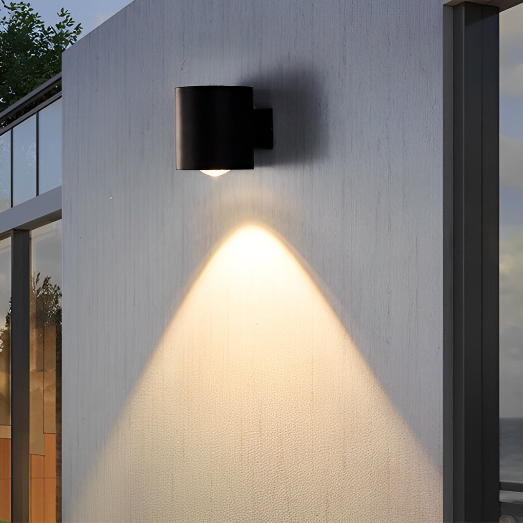Round Cylindrical Waterproof LED 10W Black Modern Outdoor Wall Lamp - Dazuma