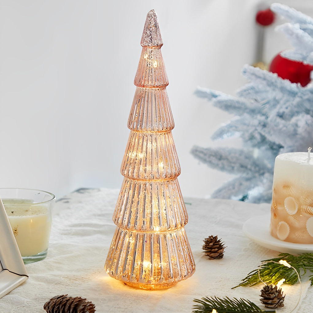Tower Shaped Glass Decorative Lights Christmas Ornament Home Table Decor