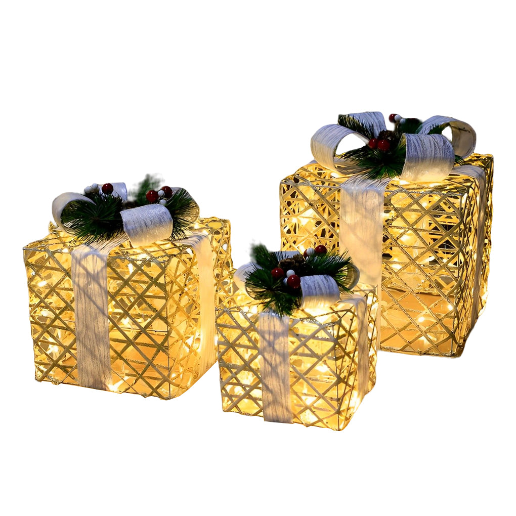 3 Pc Set Creative Christmas Decor Gift Box Scene Layout Decorations