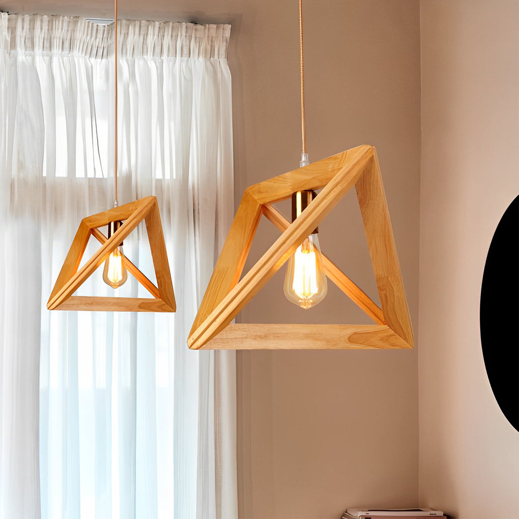 Creative Wood Frame Geometric Art Minimalist Nordic Pendant Lights - Dazuma