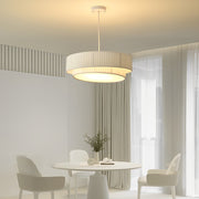 Double Layer Drum Pleated Fabric White Creative Nordic Chandelier Light - Dazuma