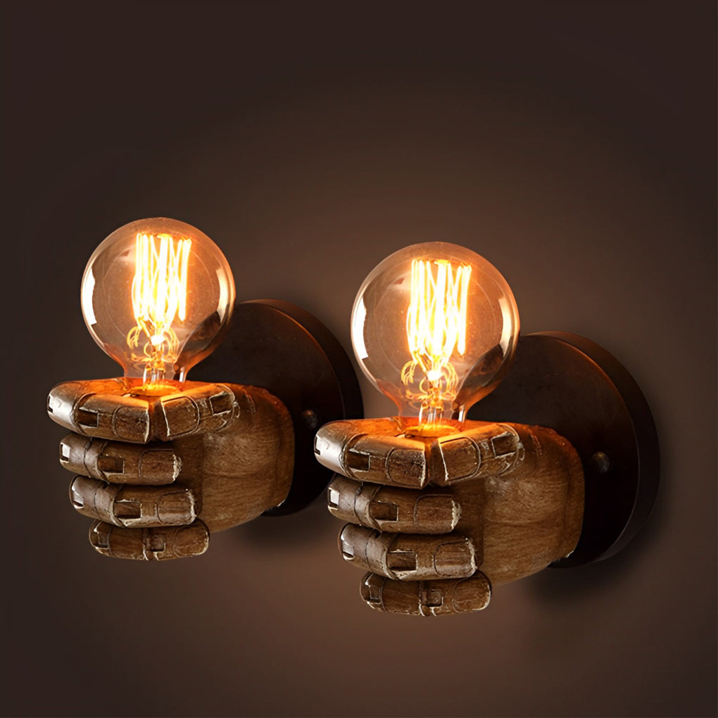 Resin Hand Fist Shaped Retro Industrial Style Wall Lamp Wall Sconce Lighting