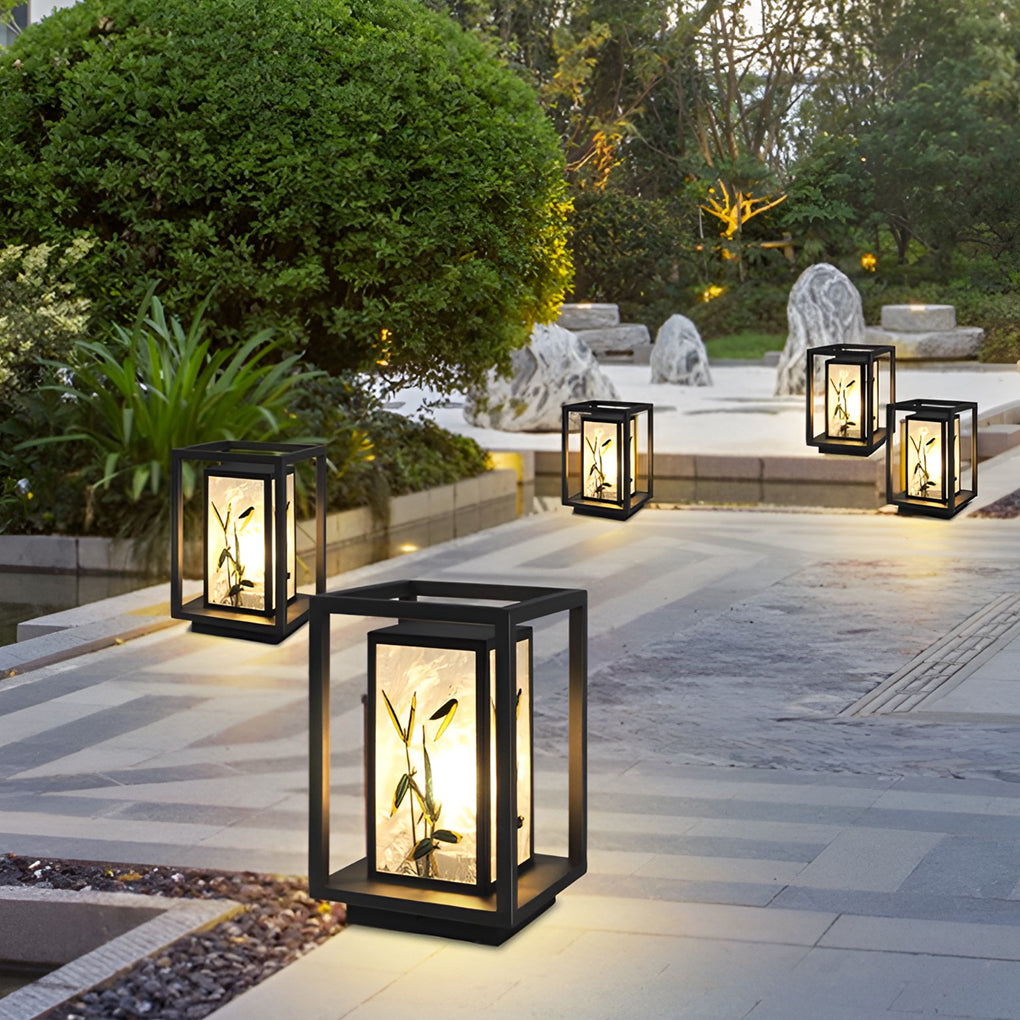 Artistic Solar LED Pathway Lights with Landscape Pattern