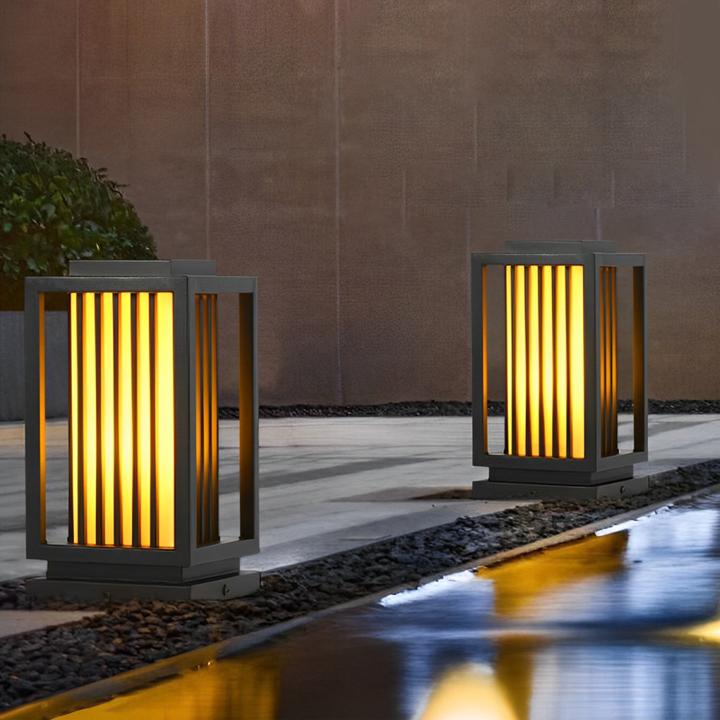 Modern Black LED Cage Pathway Lawn Lights
