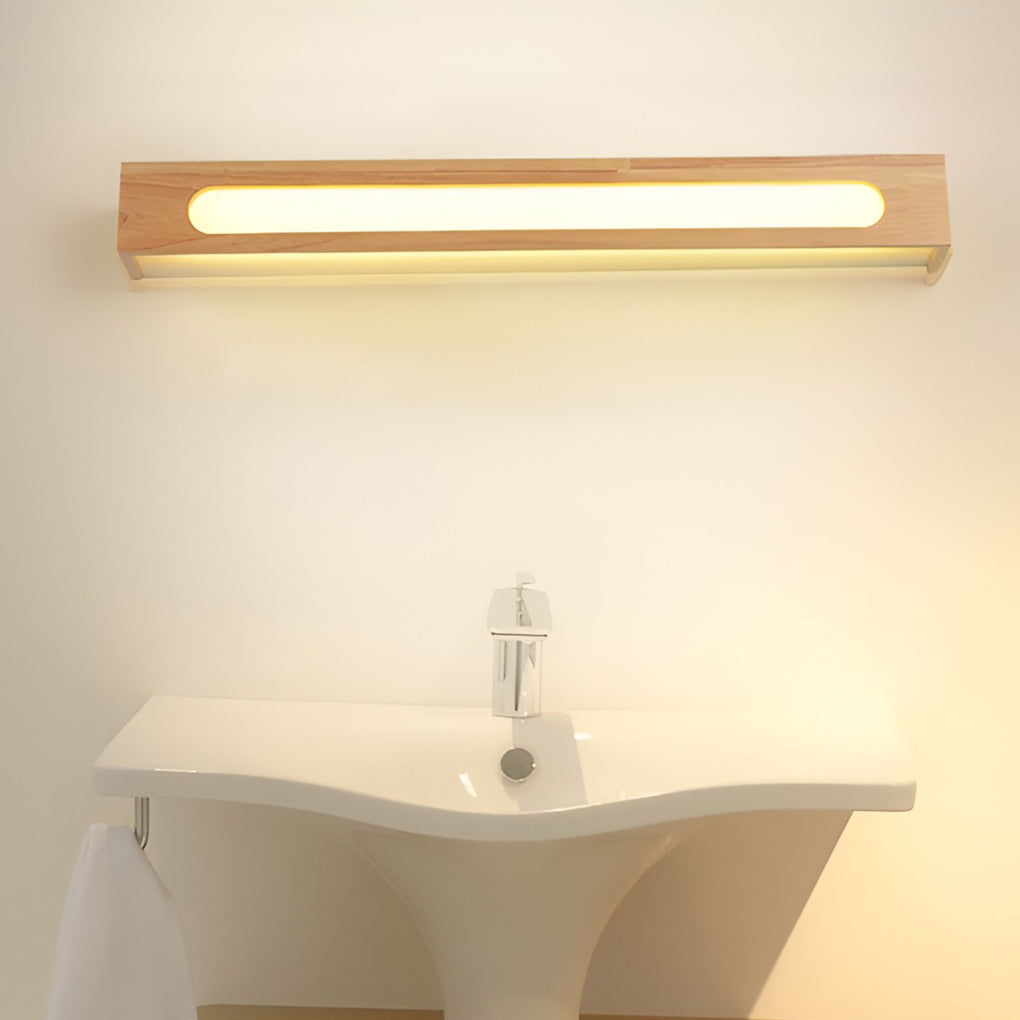 Rectangular Wood Waterproof LED Nordic Wall Lamp Mirror Light Sconces