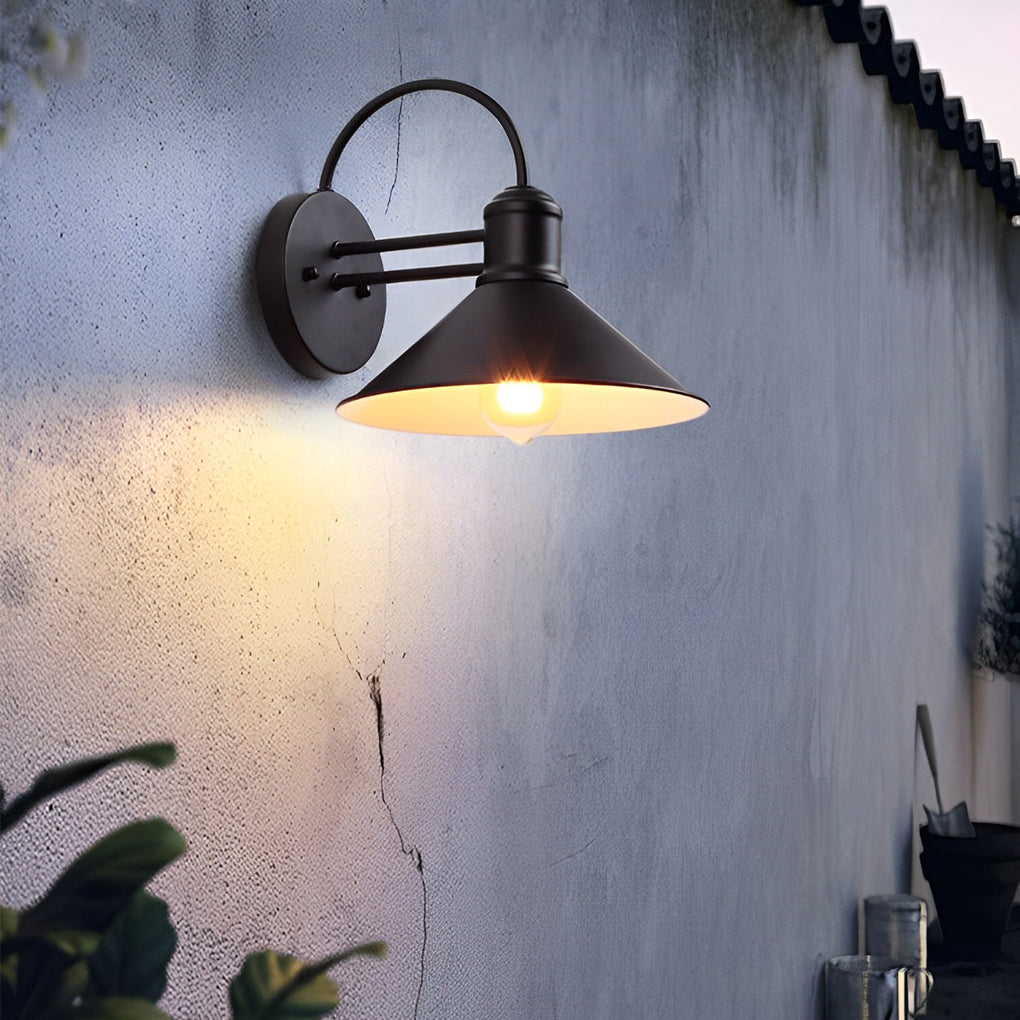 Retro Conical Iron Waterproof Industrial Style Outdoor Wall Lamp Exterior Lights