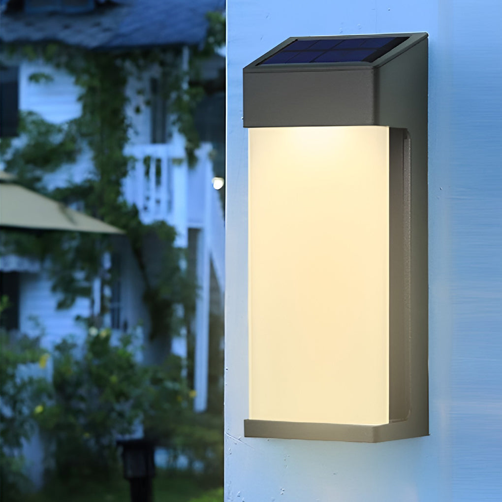 2 Pcs Rectangular LED Light-controlled Waterproof Outdoor Solar Sconce Lighting