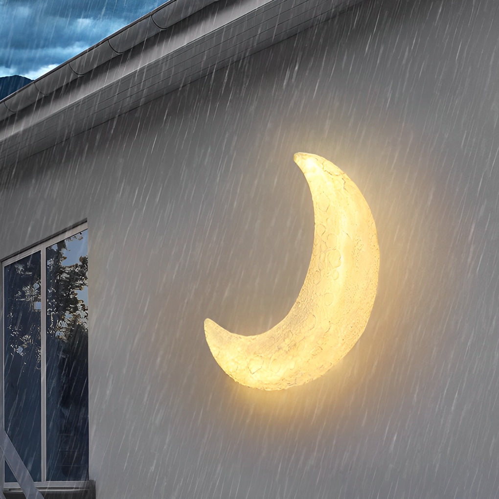 Creative Resin Moon Waterproof LED Modern Outdoor Wall Sconce Lighting
