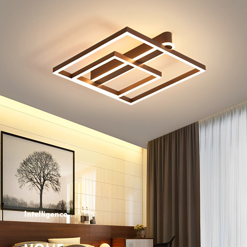 Square Double Frame Metal Aluminum Creative LED Nordic Ceiling Light Fixture
