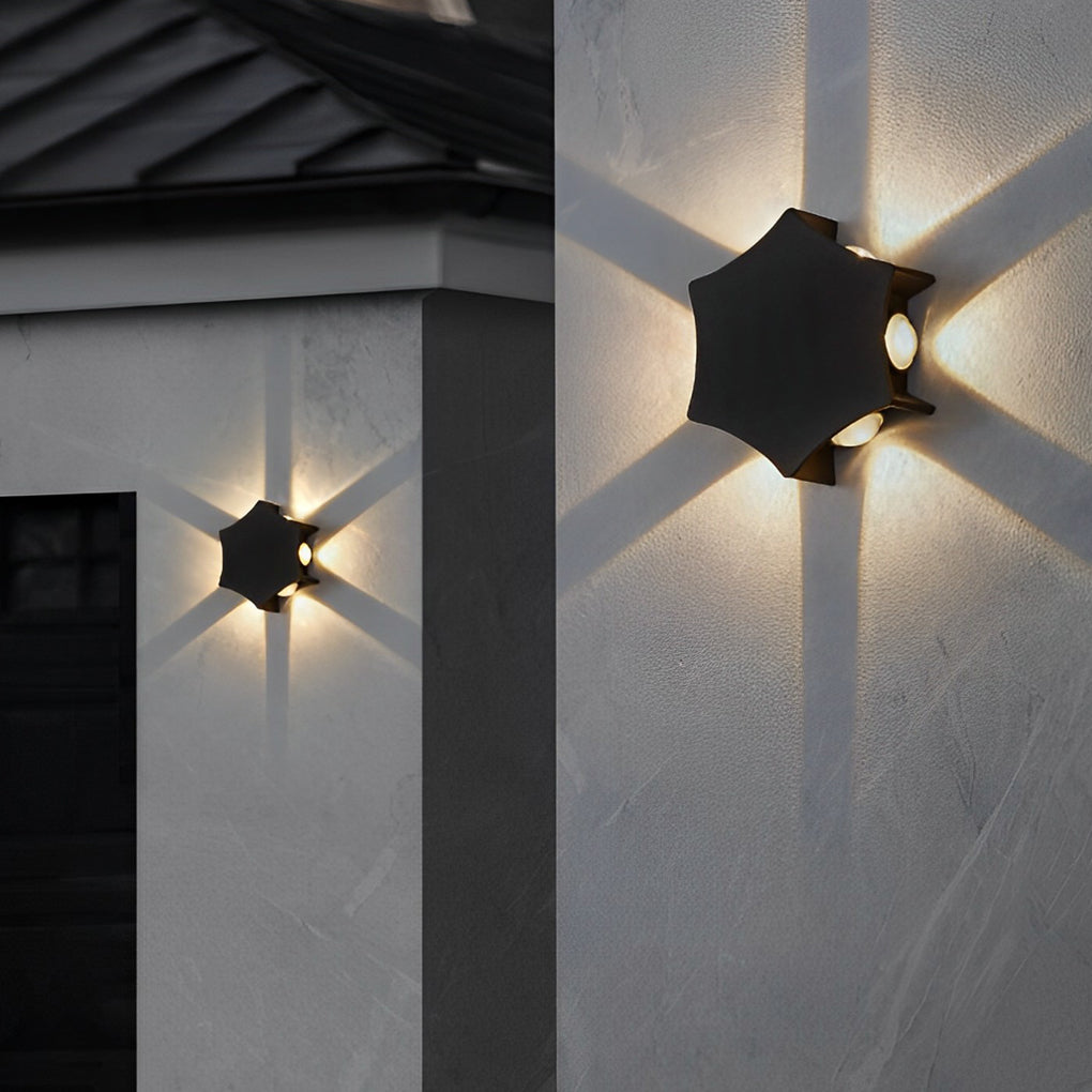 Unique Star Up and Down Lighting LED Waterproof Black Modern Wall Lamp - Dazuma
