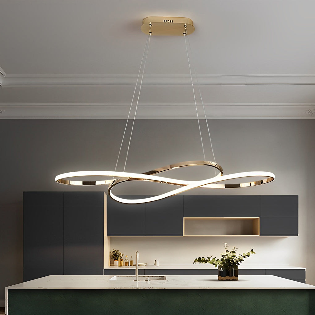 Wavy Double 8-shaped LED Stepless Dimming Nordic Chandelier Hanging Lamp