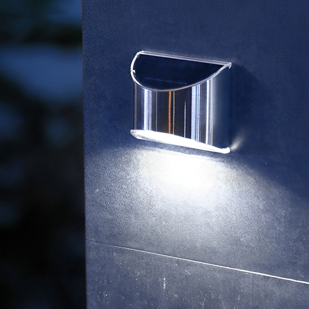 Stainless Steel Minimalist Waterproof Silver Modern Solar Wall Lamp - Dazuma