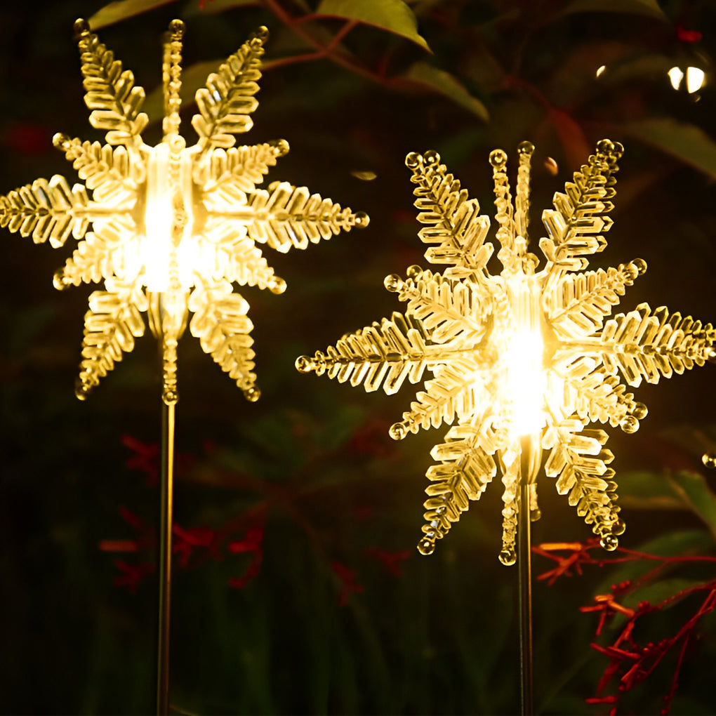 2PCS Creative Snowflakes Decor Waterproof LED Solar Powered Lawn Light - Dazuma