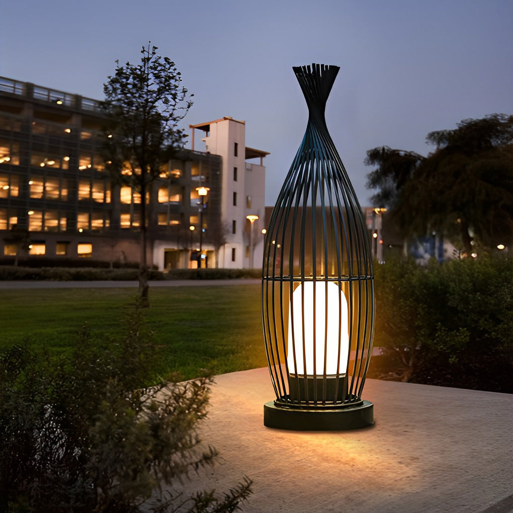 Industrial Courtyard Waterproof Caged LED Floor Lamp