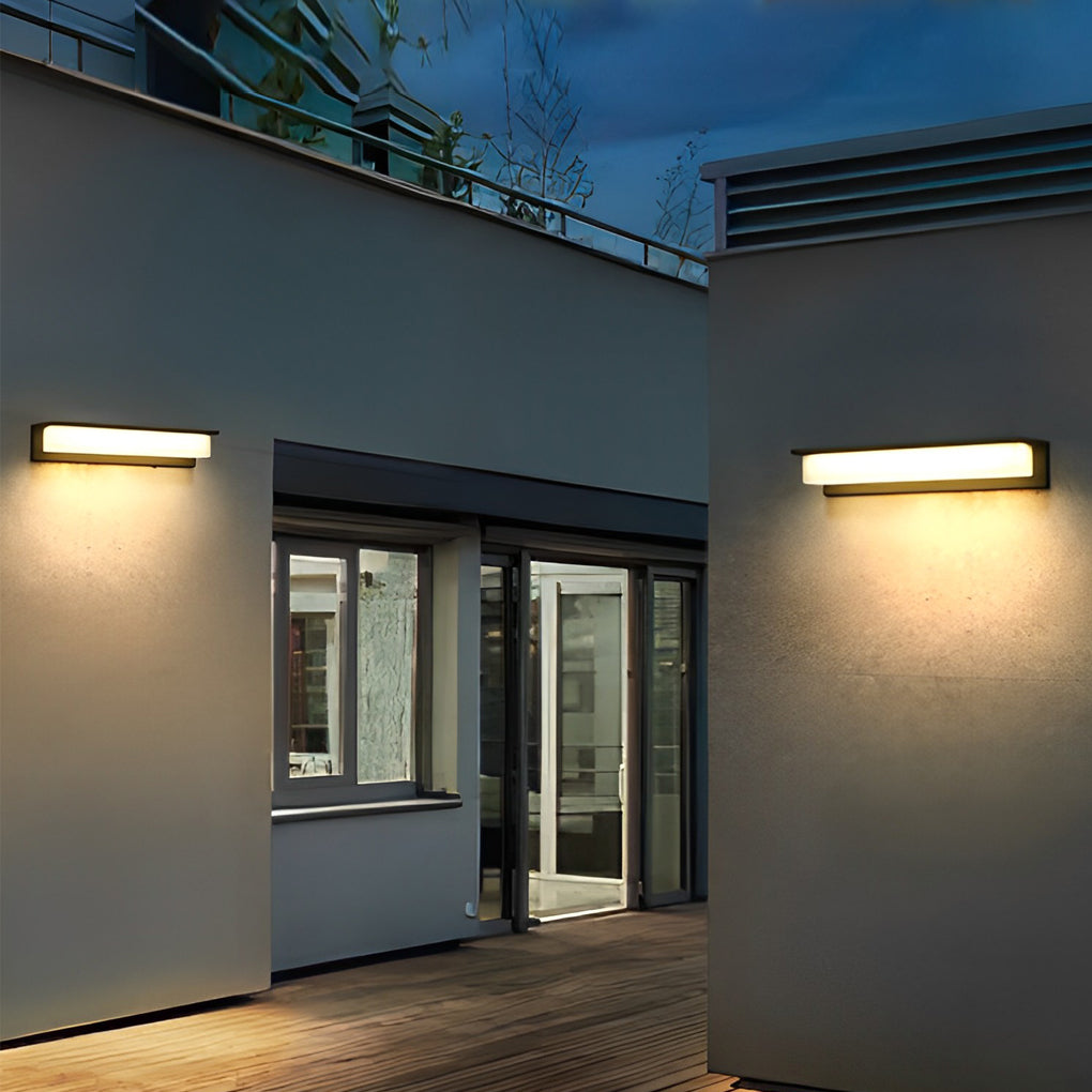 Minimalist Rectangular Waterproof LED Modern Solar Wall Lamp Exterior Lights