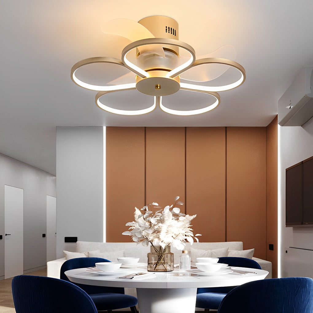 Flowers Intelligent Dimmable LED Mute Modern Bladeless Ceiling Fans Lamp - Dazuma