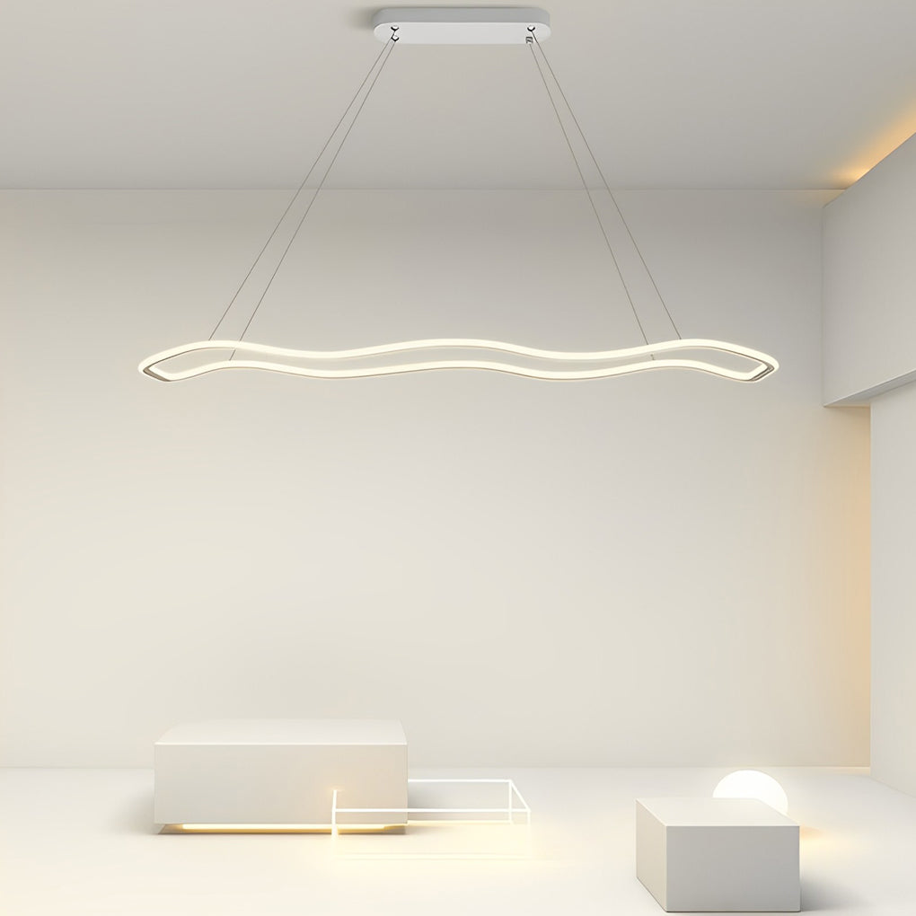 Long Waves Circular Design LED Nordic Hanging Ceiling Light Chandelier
