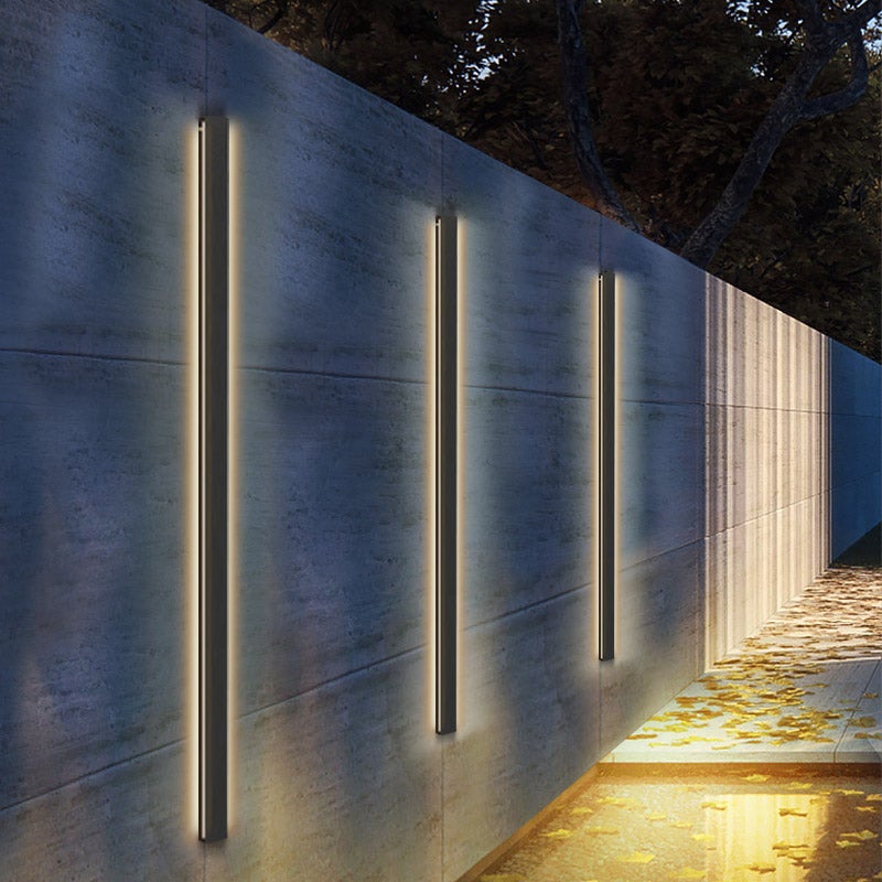 LED Long Strip Metal Waterproof Black Minimalist Outdoor Wall Lights