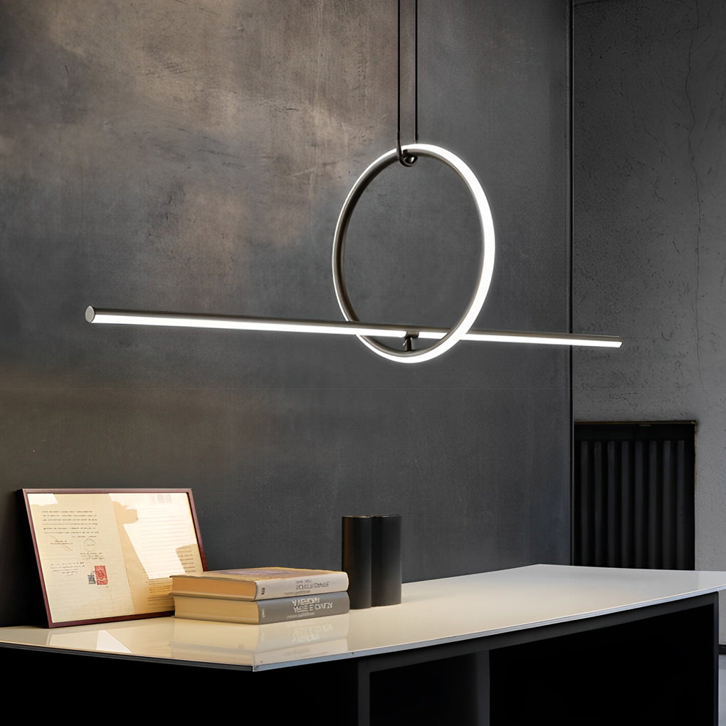 Long Linear Ring Three Step Dimming Modern Minimalist LED Chandeliers