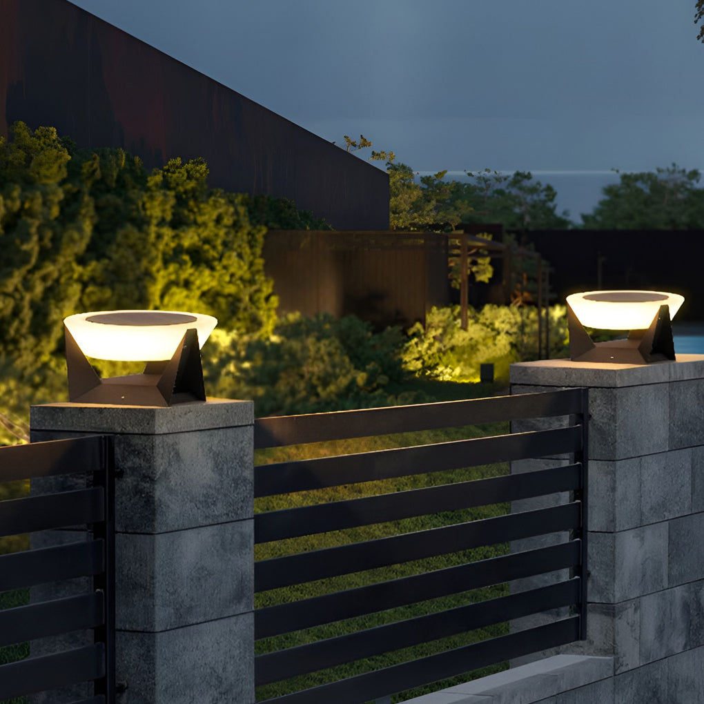 Waterproof LED Gray Modern Outdoor Solar Deck Post Lights Pillar Light - Dazuma