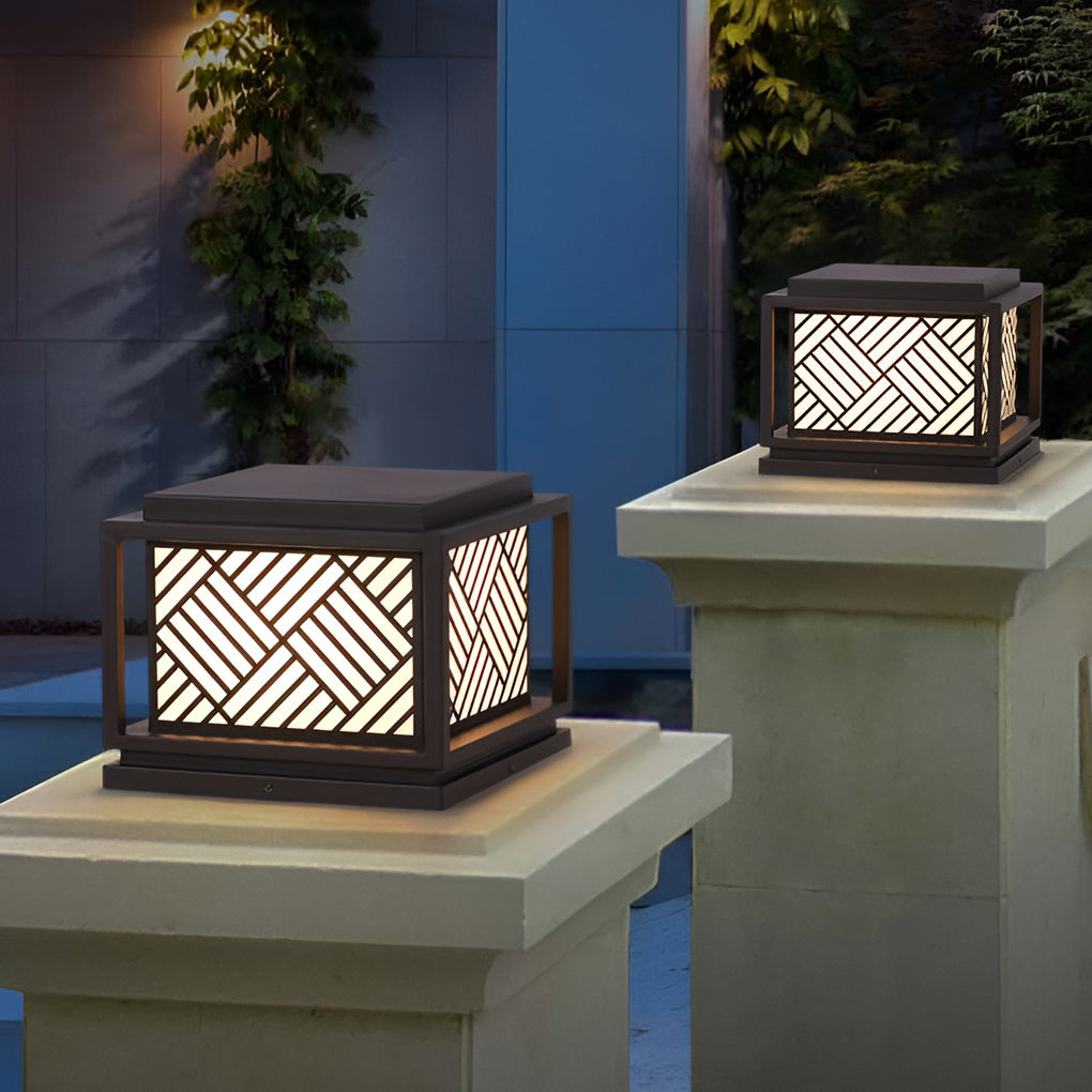 Square Outside Light Square Waterproof LED Modern Outdoor Solar Post Caps Lights Pillar ...